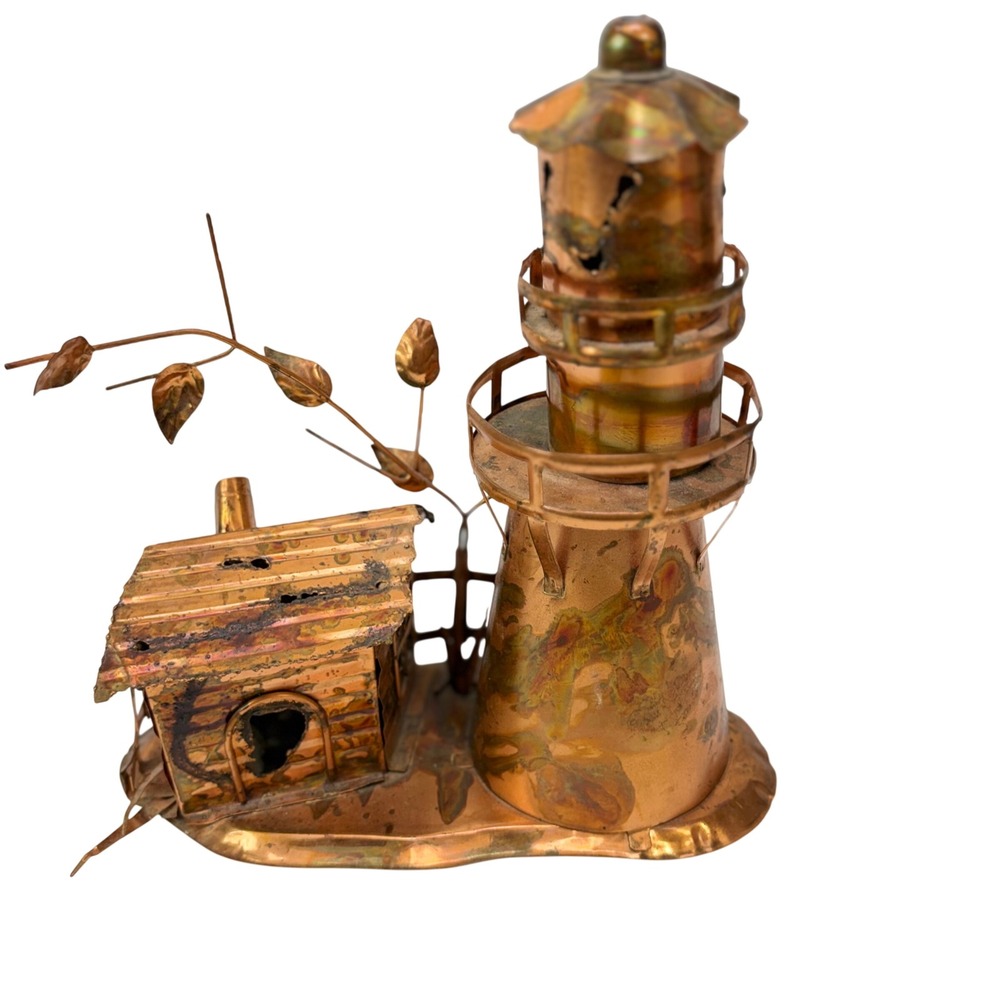VTG VIP MCM Copper Lighthouse Music Box You Light Up My Life Made in Hong Kong